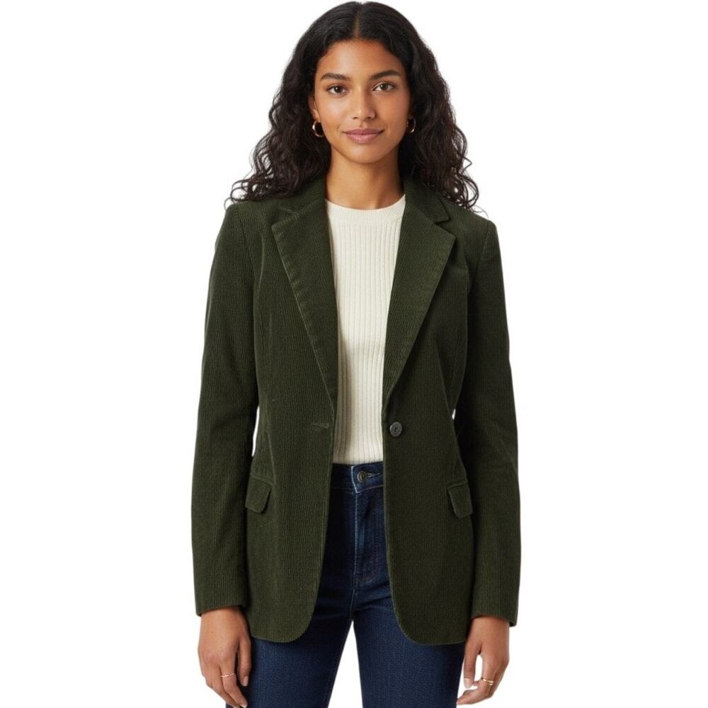 Laude The Label Birkin Blazer Womens XS Green 100% Cotton Corduroy Heritage